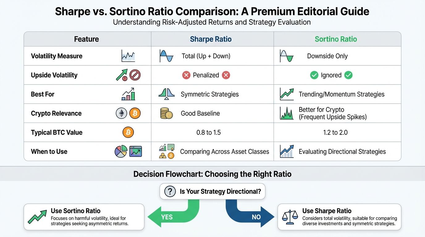 Sharpe vs Sortino ratio comparison table