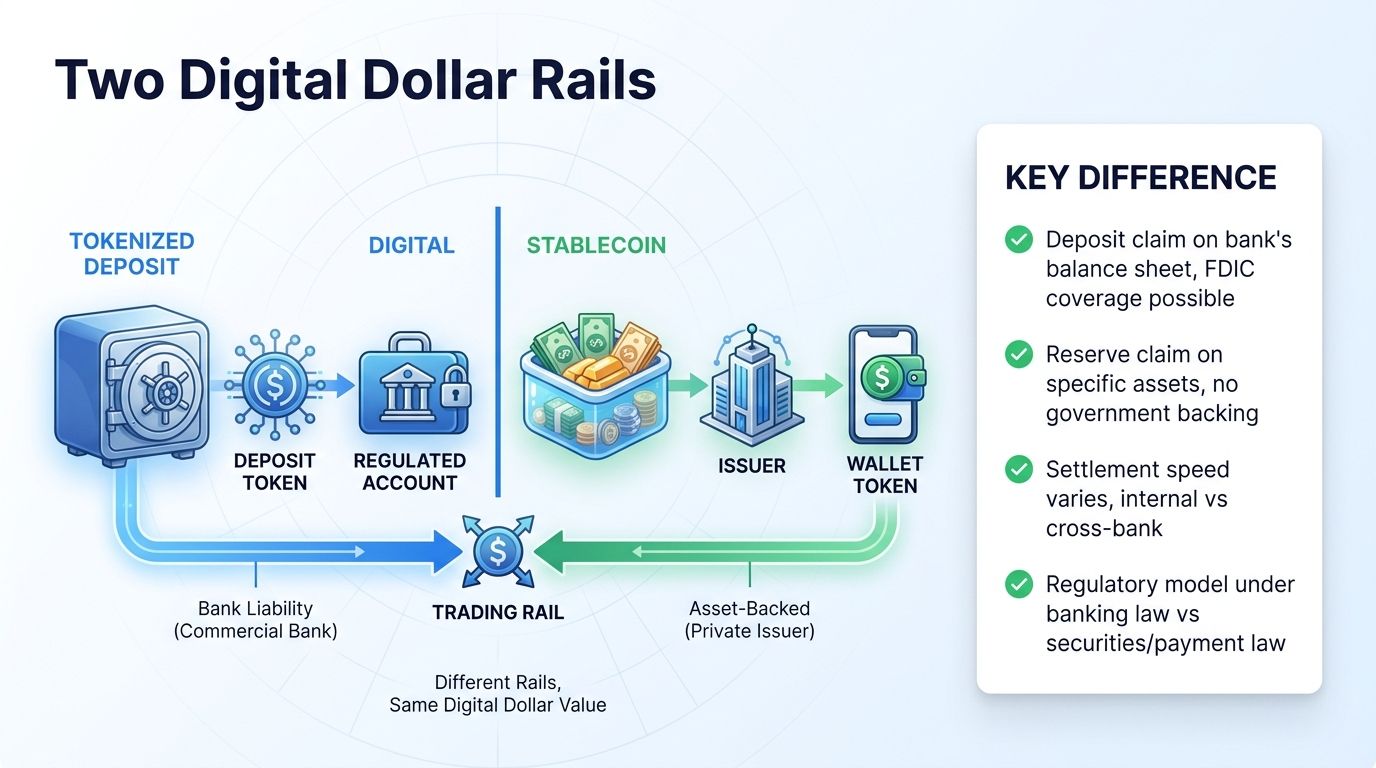 Tokenized deposits compared with stablecoins