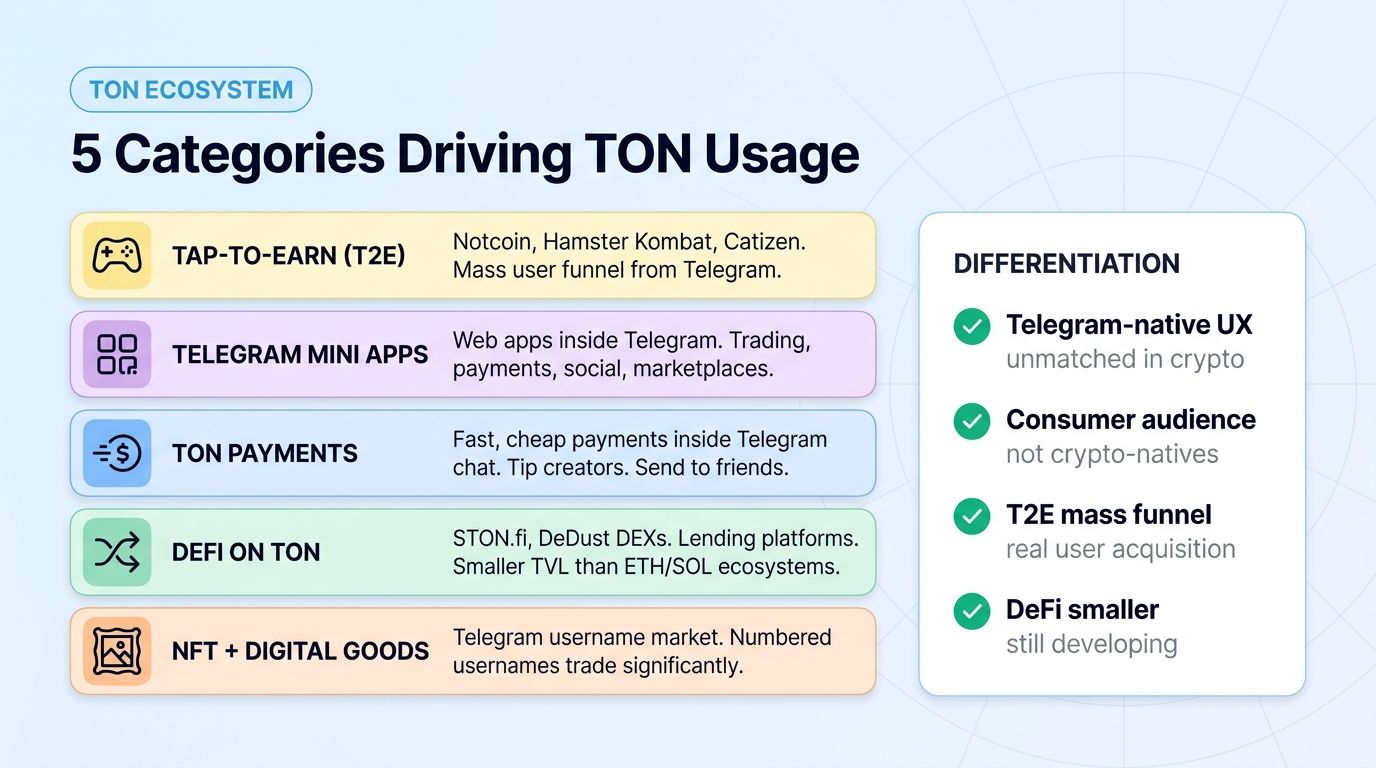 5 categories driving TON ecosystem usage