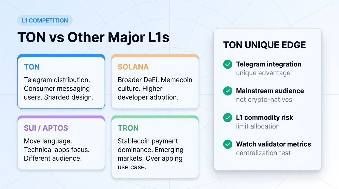 TON vs other major L1 blockchains comparison