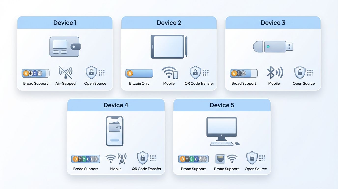 Top hardware wallets 2026 comparison chart