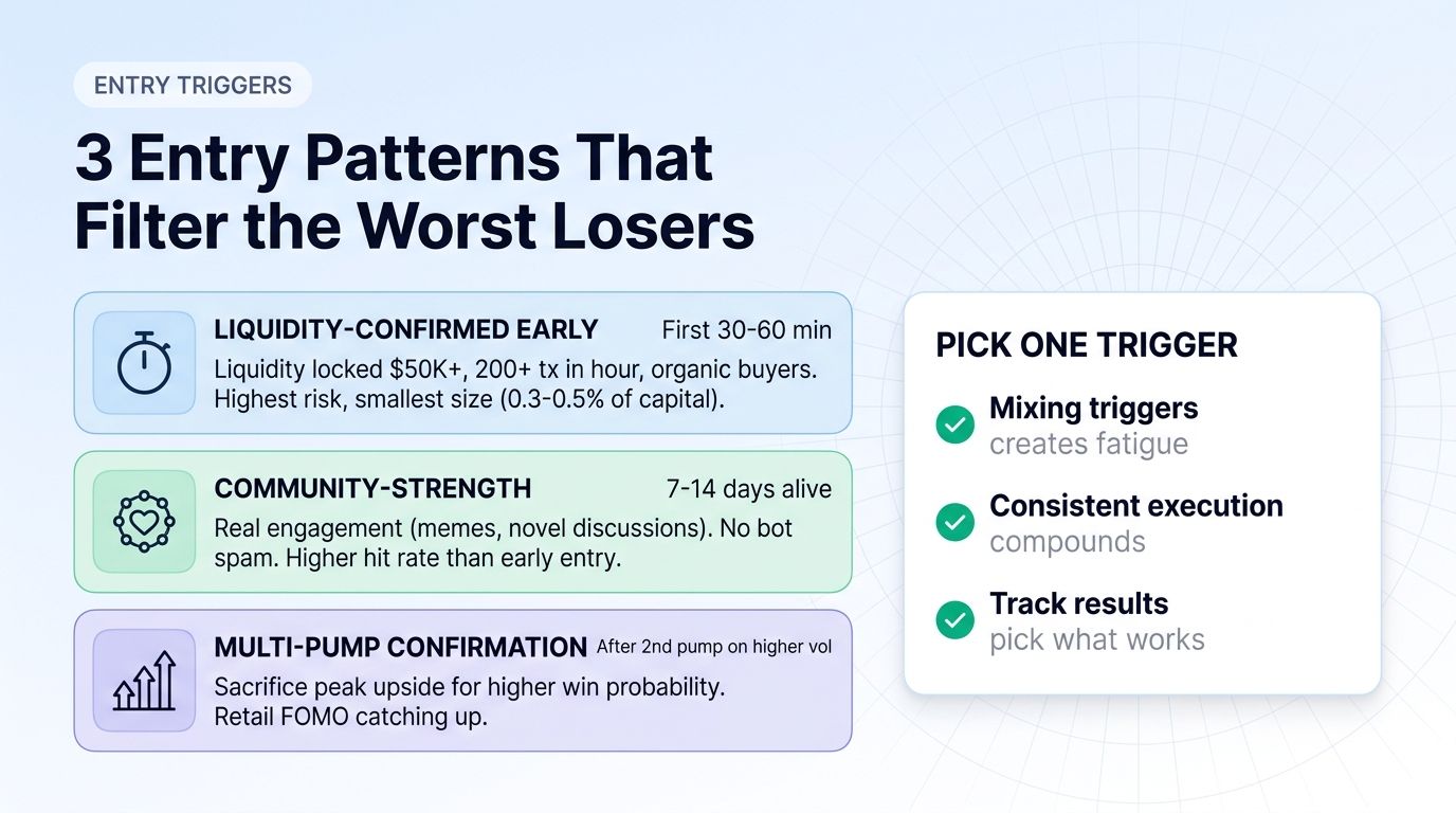 Three entry patterns that filter the worst memecoin losers
