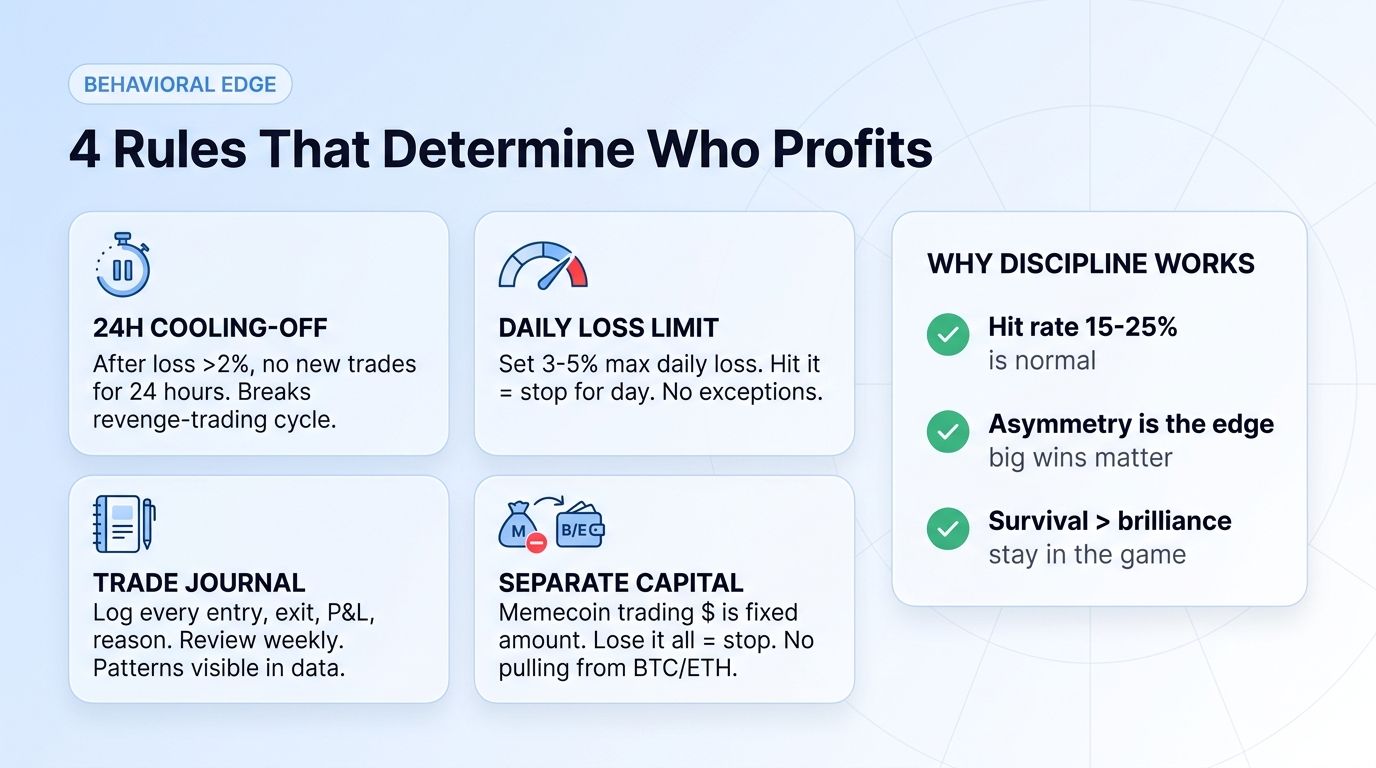 Four behavioral rules that determine memecoin profitability