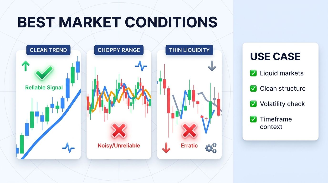 Best market conditions for Triangular Moving Average in crypto trading