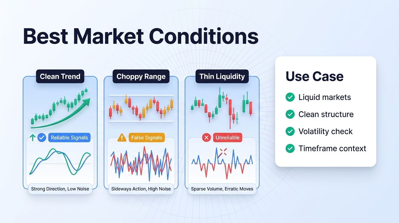 Best market conditions for True Strength Index in crypto trading